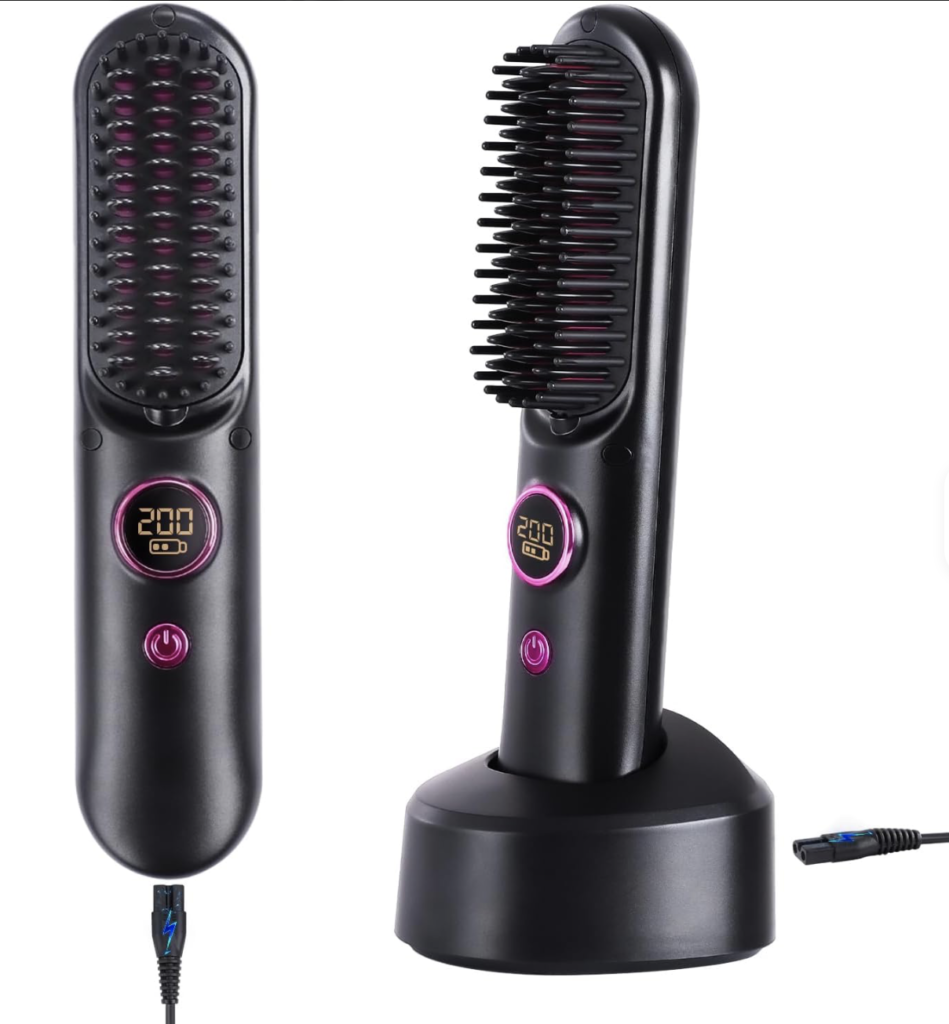 Cordless Ceramic Hair Straightening Brush for Travel