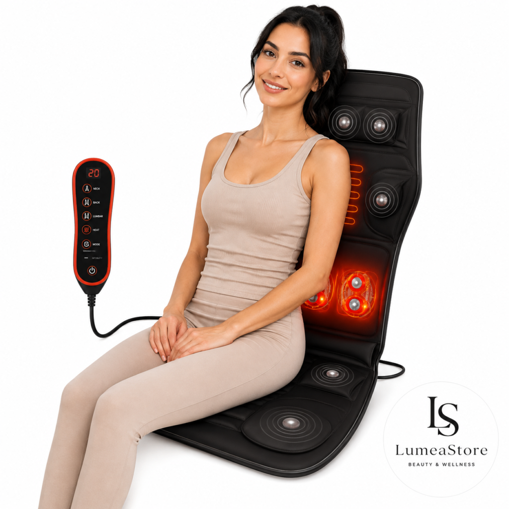 Massage Mat met Warmte – Elektrisch Massagekussen voor Nek, Rug, Onderrug & Benen met Afstandsbediening