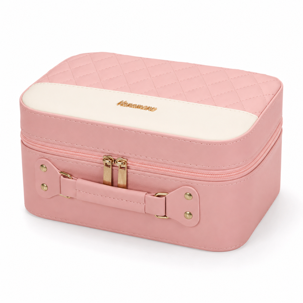 Make-up Tas met LED Spiegel & 3 Lichtstanden – Grote Make-up Organizer, Beautycase & Reistas – Roze